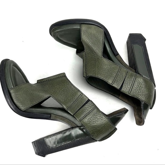 Alexander Wang Iman Spruce Green Leather Heel Mules - Picture 4 of 12